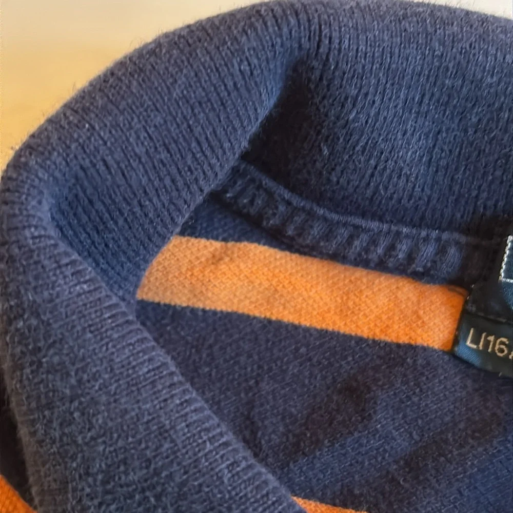 Ralph Lauren Orange and Blue Striped Polo Shirt Boys Large 16/18